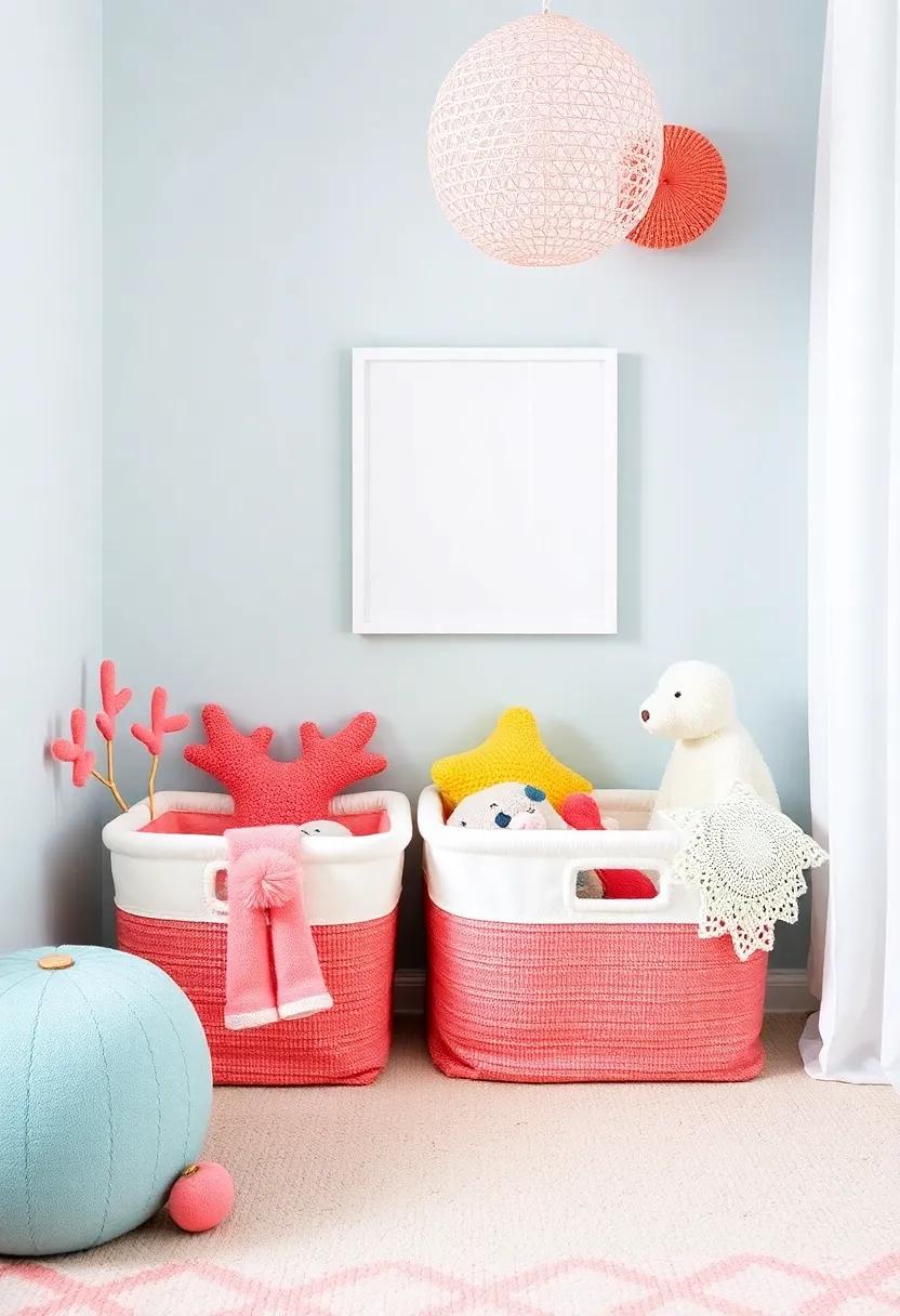 Coral Toy Storage‍ Bins: Use chic coral storage bins to keep toys‌ organized while contributing to the decor