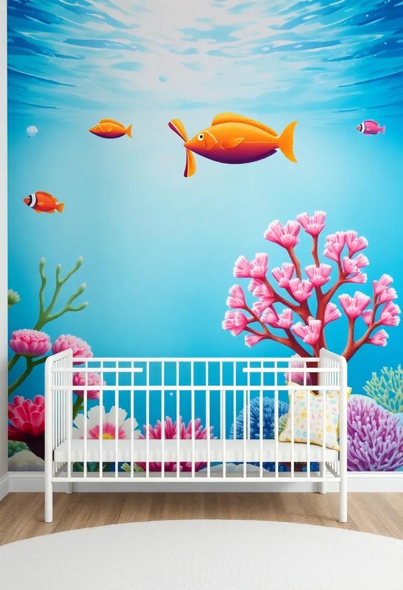 Under-the-Sea Mural: Create a dreamy underwater scene on ⁣one wall with coral reefs and friendly sea ‌creatures for an imaginative touch
