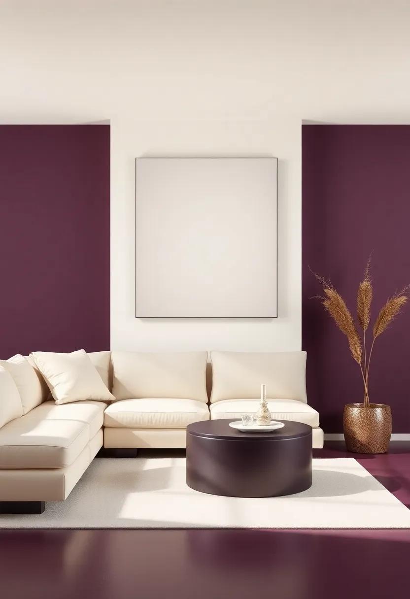Softening‌ Spaces: The ‍Warmth of ⁤cream Against Bold Dark Plum Highlights