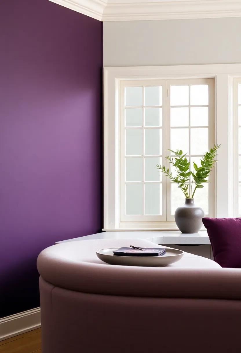 Accentuating Features: Dark plum Walls with Cream​ Trim for ‍Dramatic appeal