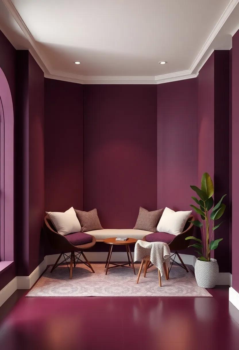 crafting Cozy Corners: ⁣Reading Nooks Embraced by Dark Plum and Cream