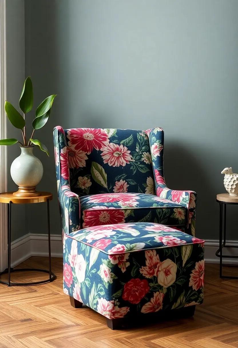 Bold floral Upholstery: Reupholster a favorite chair or ottoman in‌ a‍ daring floral fabric to create a standout conversation piece