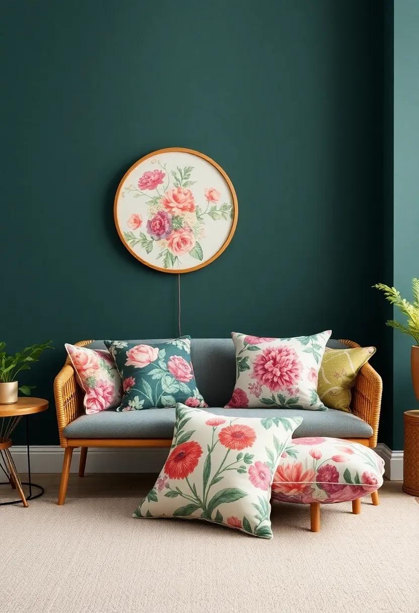 Botanical Throw Pillows: Adorn your ⁤seating ⁤with bold⁤ floral⁣ throw pillows, ⁤mixing‍ sizes and shapes⁤ for added interest