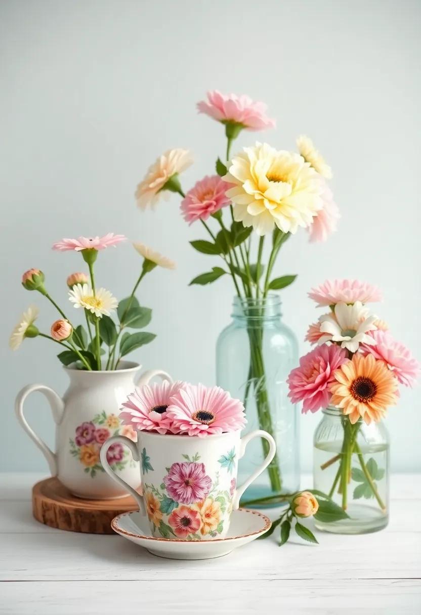 Creative Floral Displays:⁤ Arrange and display flowers in unusual containers like teacups or mason jars for an artisanal feel