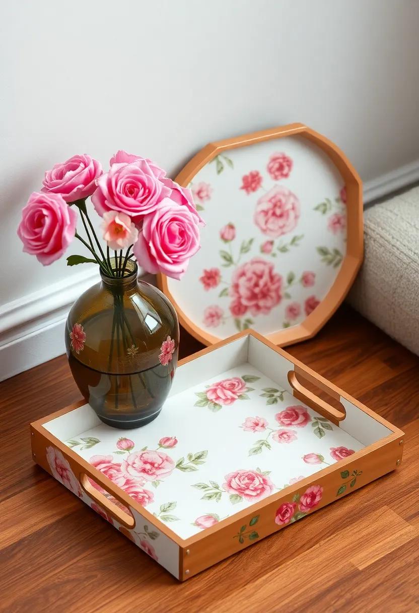 Decorative​ Floral Trays: Utilize ⁢trays adorned with floral designs to organize clutter ‌and add a touch of elegance to any surface