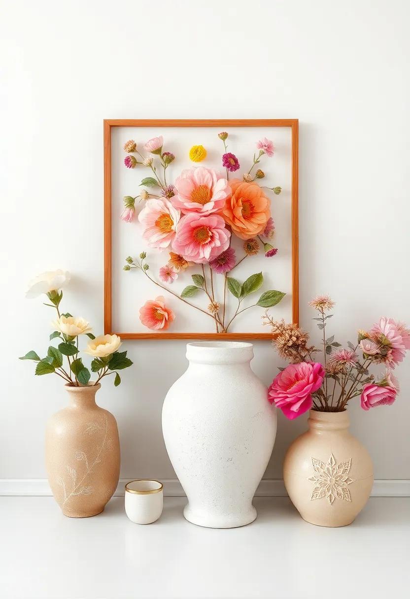 DIY Floral Artwork: Create ⁤your own floral⁢ art pieces from pressed flowers or ⁤fabric ‍scraps, incorporating personal touches into⁤ your decor