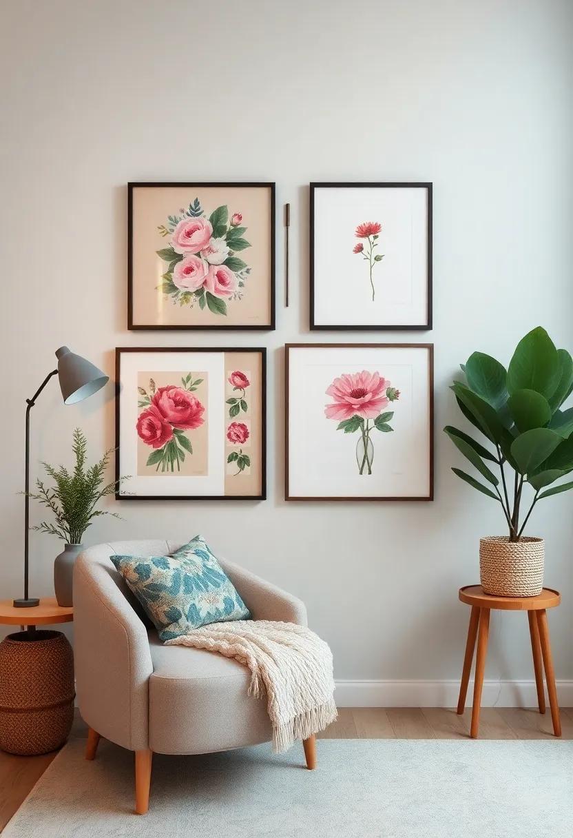 Eclectic Gallery Wall: Combine framed ‌floral ​prints with eclectic art pieces ‌to​ create a personalized gallery that reflects‌ your⁣ style