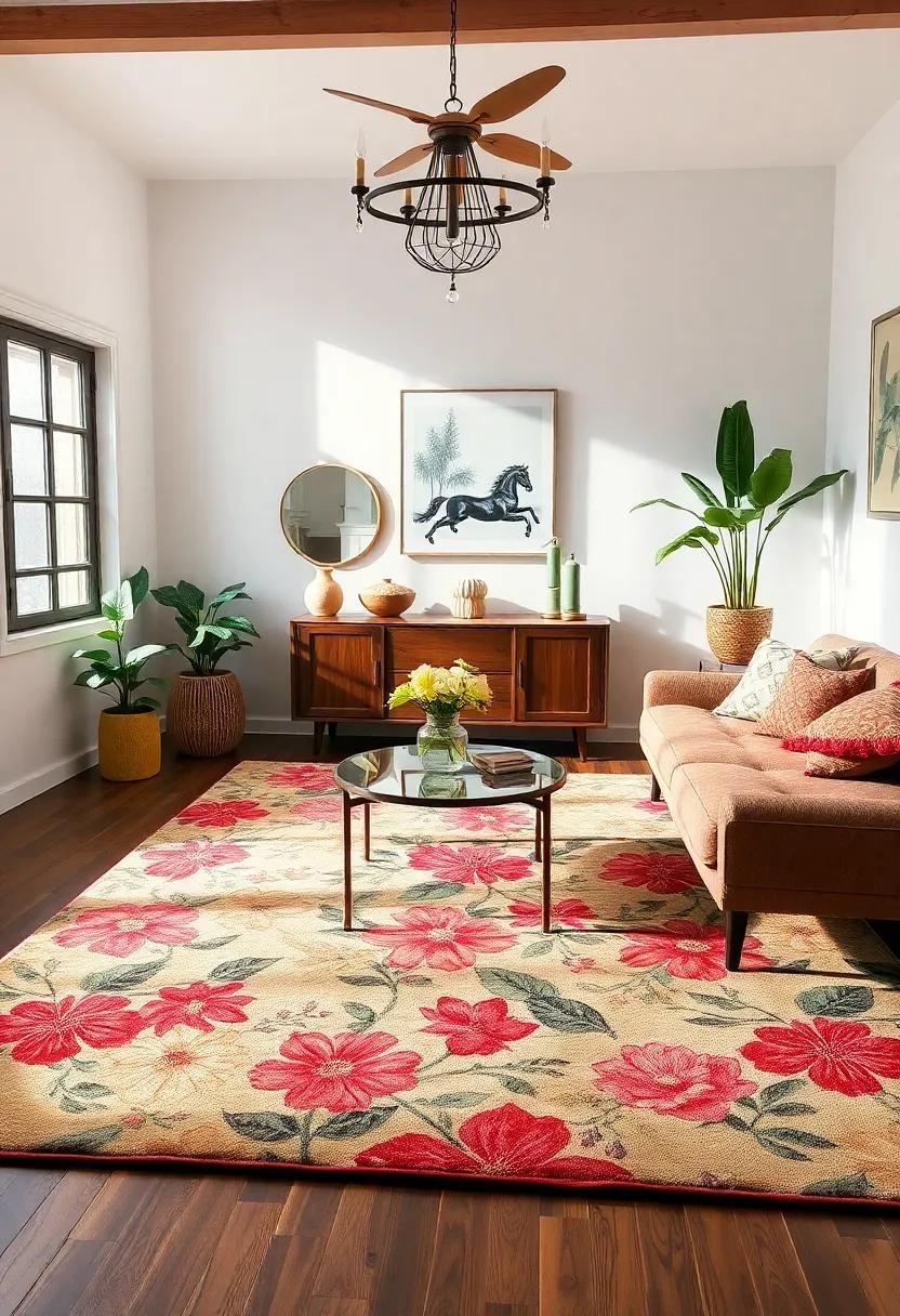 Eclectic Rugs: Use a large floral area rug as the foundation of your ‍room, creating a vibrant backdrop for your eclectic pieces