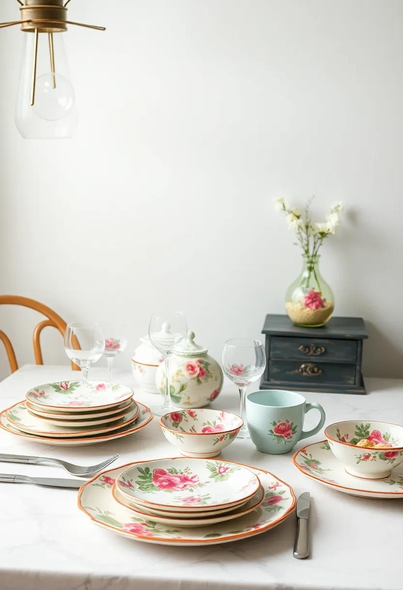 Mix⁢ and Match Tableware: Set your dining table⁢ with mismatched floral plates ​and glassware for an inviting and whimsical dining‍ experience