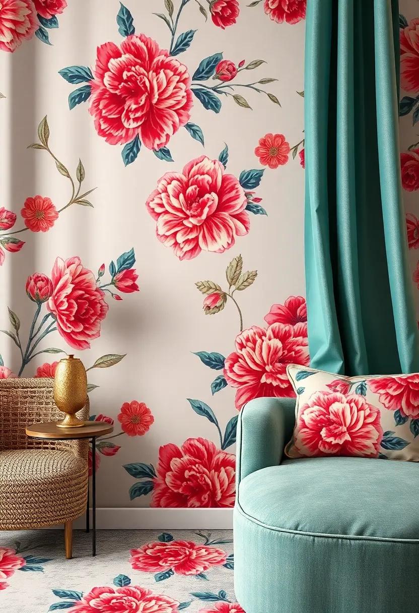 textured Floral fabrics: Opt for rich fabrics like velvets or silks that feature floral designs, enhancing tactile interest in your decor