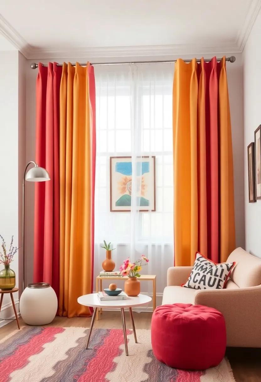 Highlight Decor: Let colorful‍ curtains act as a complementary ⁤backdrop that highlights your unique art pieces and quirky decor items