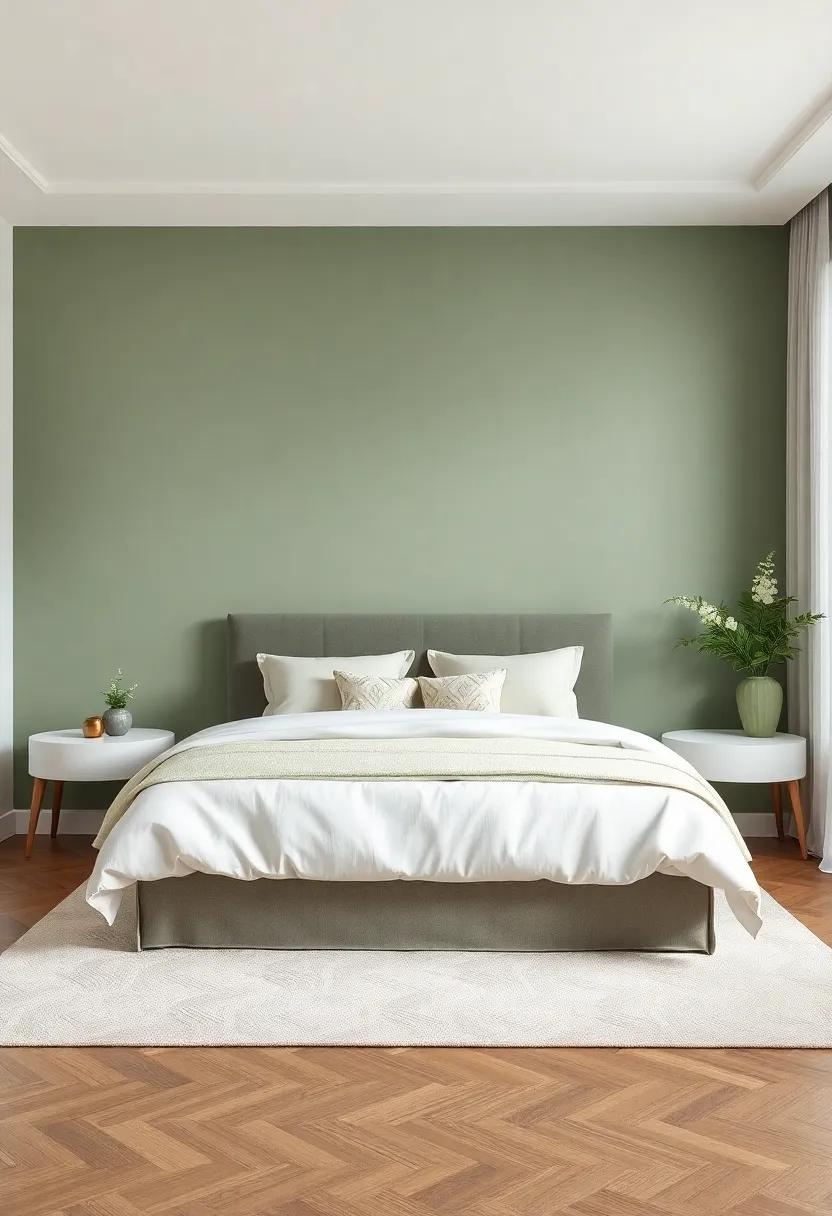 Embrace Nature: Use sage green wall paint to create a calming backdrop, reminiscent of lush gardens and serene landscapes