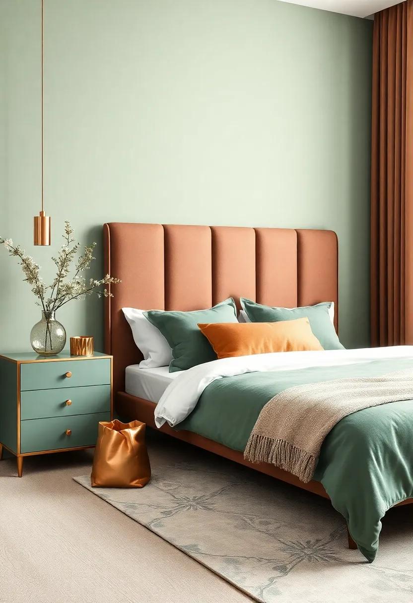 Chic Furniture: Select furniture pieces with copper finishes, like a sleek nightstand or an elegant bed frame, to elevate the style