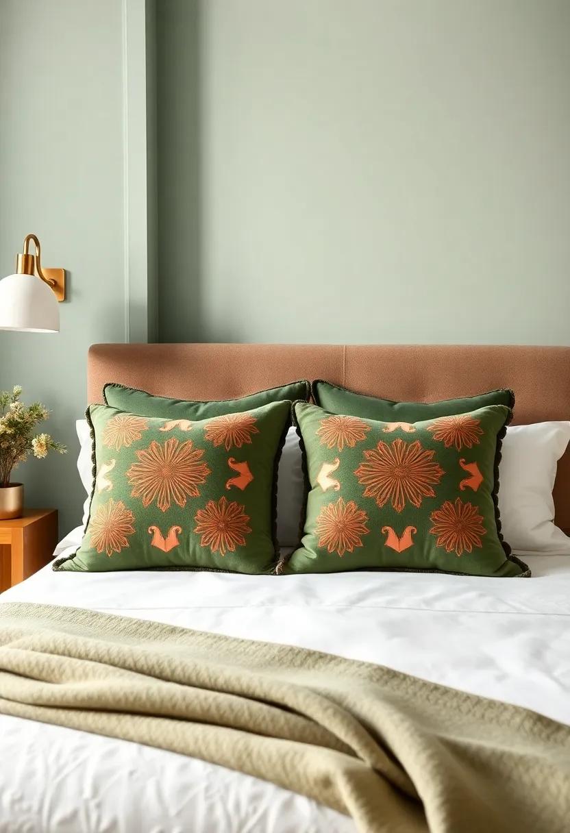 Decorative Pillows: Add plush,copper-accented pillows to your bed for a cozy yet chic touch