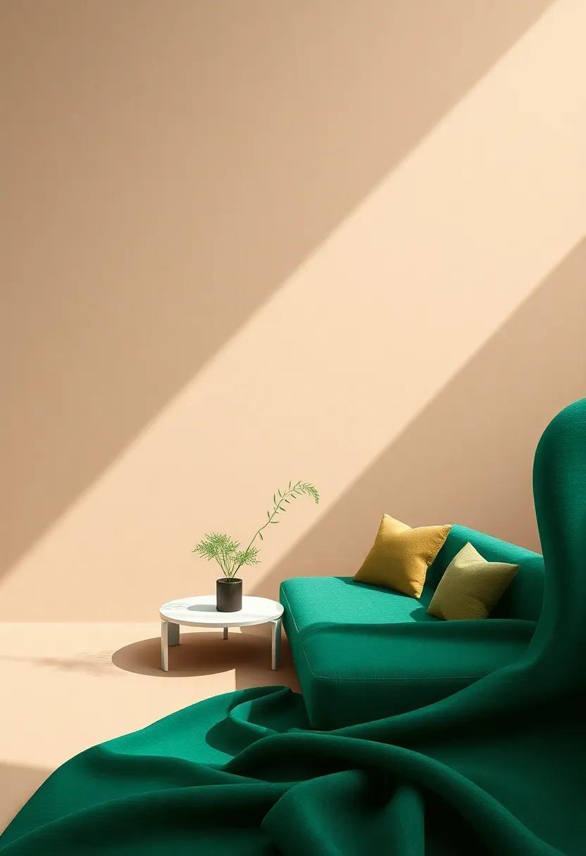 Luxurious Textiles: Integrating Emerald and Taupe for ⁤Comfort