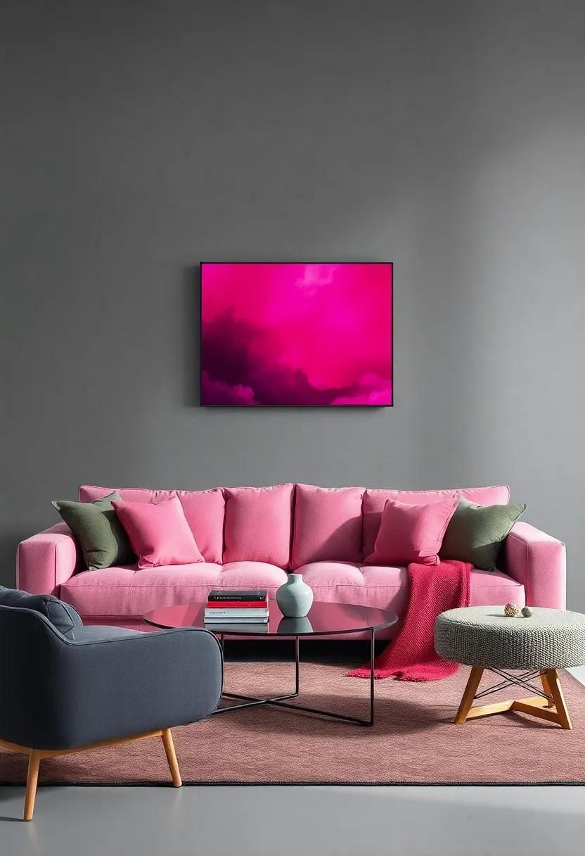 Magenta and Slate Gray: Create‍ an artistic edge with‌ vivid magenta against cool⁢ slate for a⁢ chic and contemporary vibe
