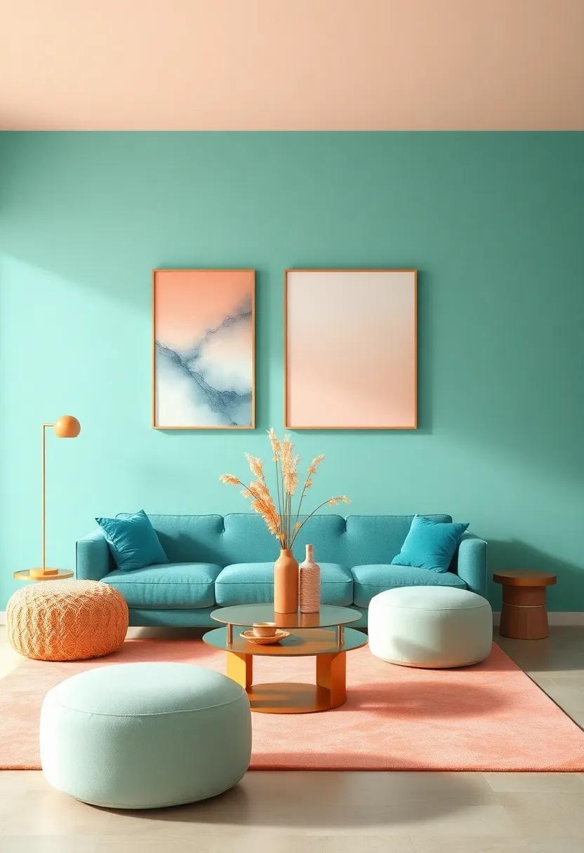 Peach and Soft ⁢Teal: Soft, soothing shades of peach harmonize beautifully ‍with soft teal, creating a gentle, inviting⁢ space