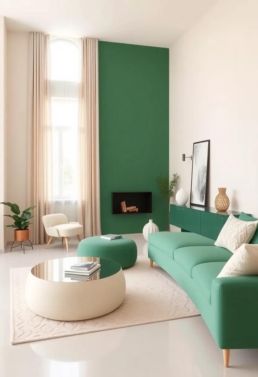 Jade Green ⁤and Cream: Soften the ⁤impact⁣ of bright ‌jade with warm cream accents ⁤for ⁣a serene atmosphere that ⁣fosters tranquility