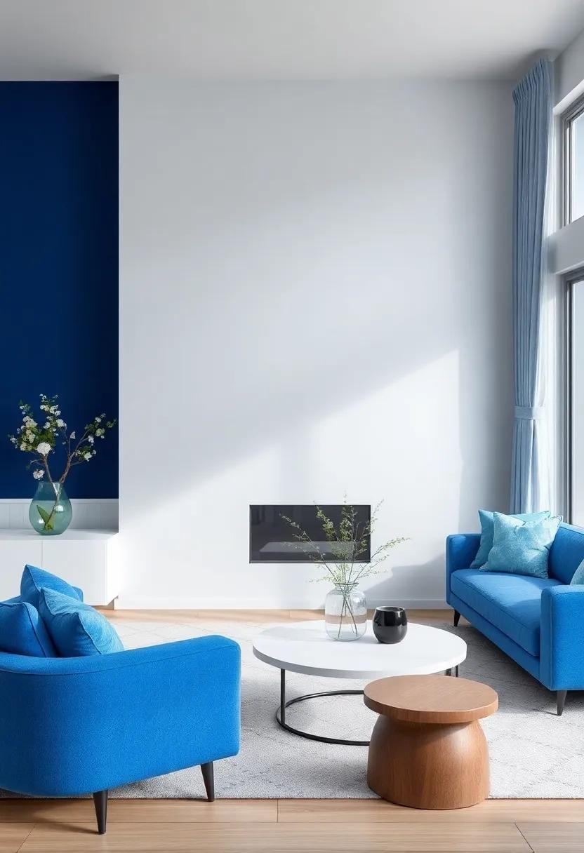Charcoal and Electric Blue: Elevate your space with a striking contrast of‍ deep‌ charcoal accented​ by vibrant electric blue for a modern touch