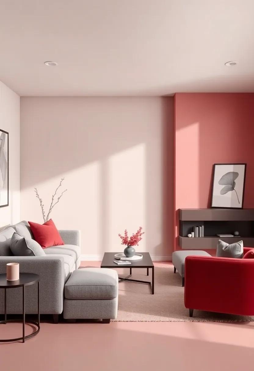 Crimson and Soft Gray: Make a statement ‍with bold crimson‍ combined​ with the subtlety of soft ⁢gray for a ⁤refined and inviting atmosphere