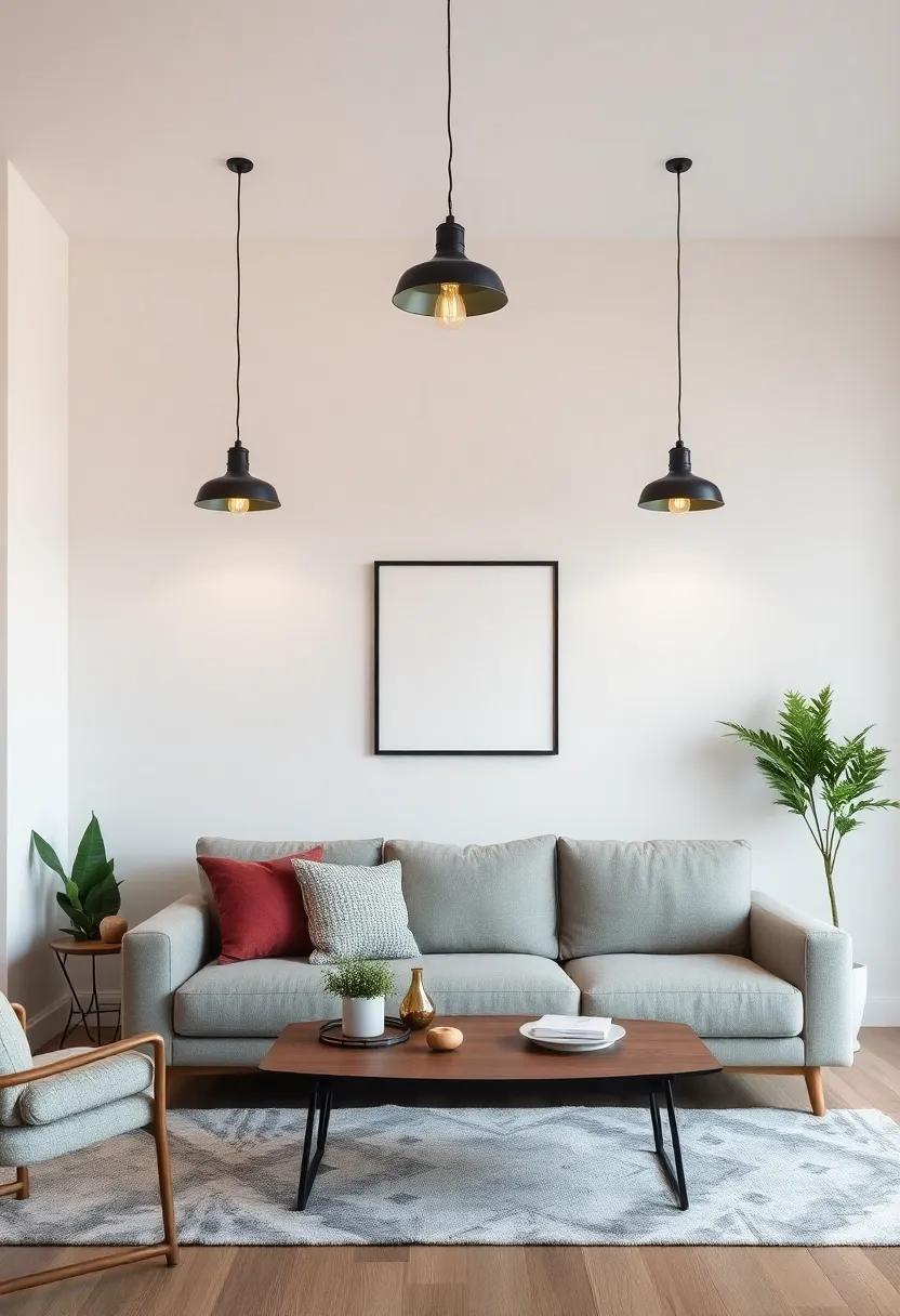 The warm Embrace of Pendant Lighting Above a Cozy Sofa Area
