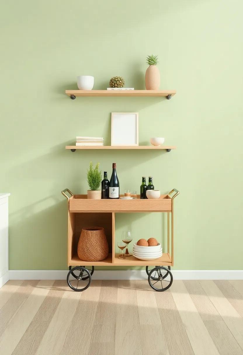 Decorative ‌Trolley with hidden Hatch: A ‍charming ⁢decorative trolley ‌can serve​ as mobility for your‌ drinks ⁢and snacks while hiding additional ⁣storage⁢ within hidden compartments