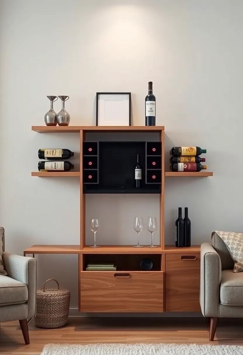 Elegant ‌Wine ‍Rack ‌Shelf: Combine⁣ style and functionality with‌ a wine rack‍ shelf that‌ includes a ⁤concealed drawer​ for corkscrews and ‌wine⁢ glasses, keeping your‌ gatherings organized