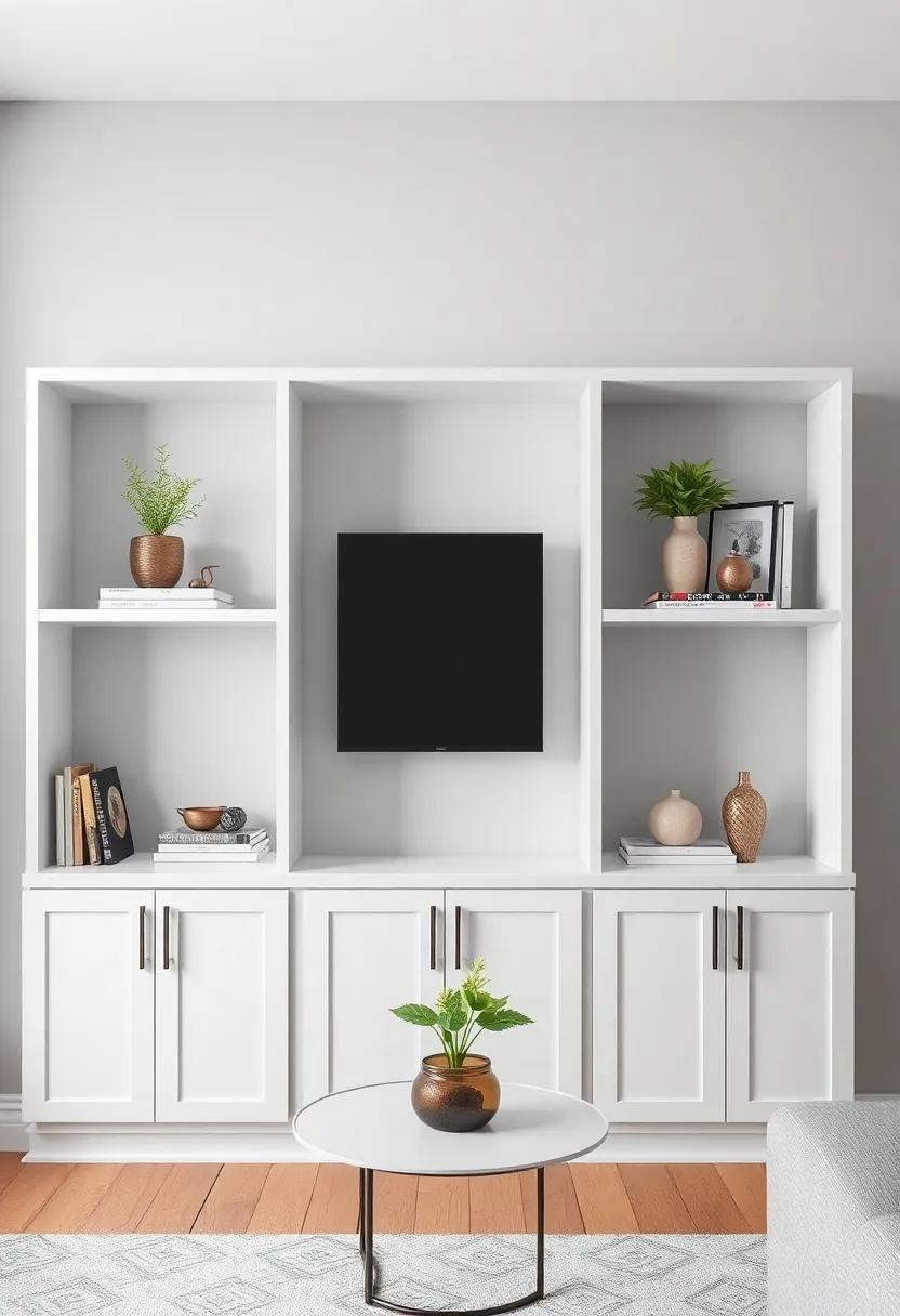 Wall-Mounted Cubby Shelves: Add visual interest with⁣ cubby shelves that feature sliding doors,allowing you to ‍keep clutter‍ at bay‍ while showcasing‌ your favorite decor