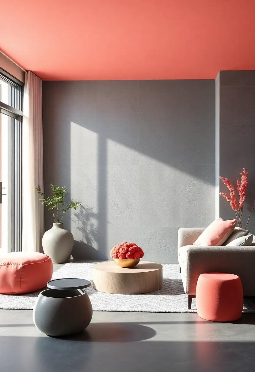 Balancing Light and Dark: The Dance‌ of Charcoal Gray and Coral Elements