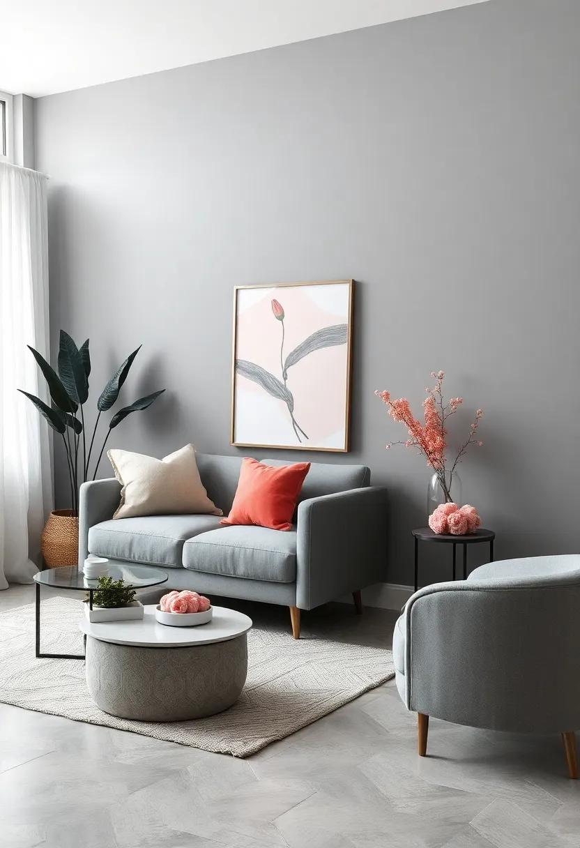 Exploring Artful Subtleties: ⁤Coral Accents in Gray-Themed Artwork