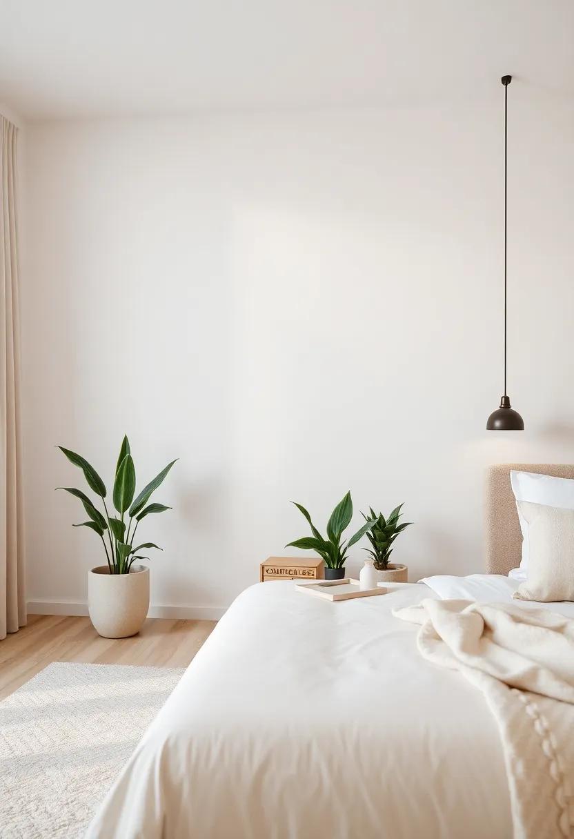 Botanical Accents: Incorporate indoor plants in neutral pots to add a hint of nature without overwhelming the serene palette