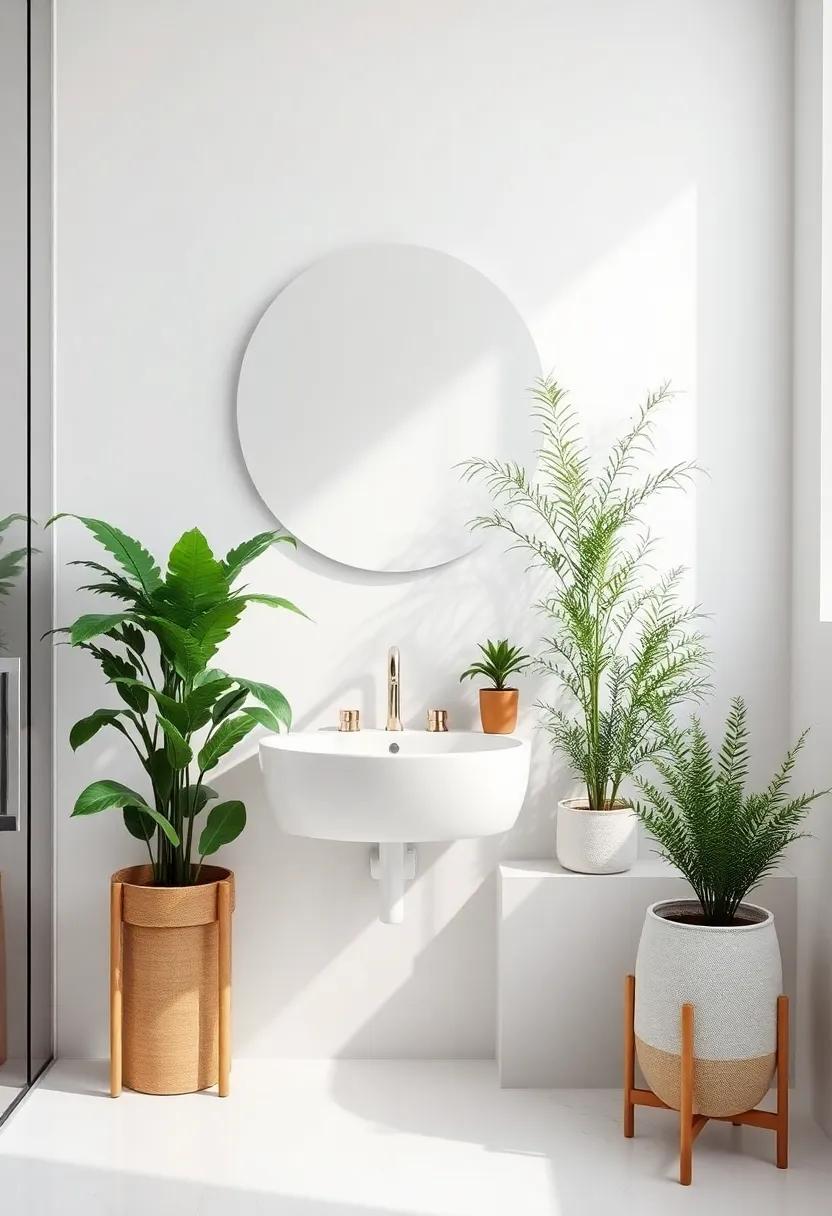 plant Life: Incorporate easy-to-care-for plants like succulents or ferns to bring life into the bathroom, adding a touch of nature without compromising space