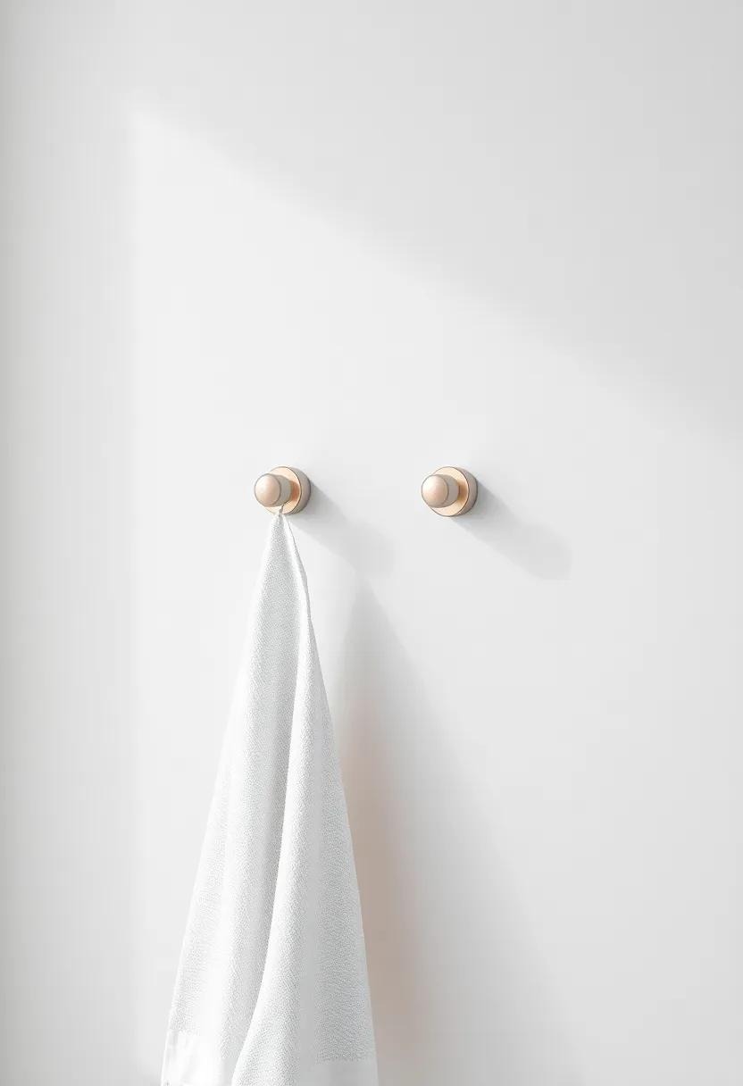 Simple Wall Hooks: Replace bulky towel racks with simple, elegant wall hooks that keep towels within reach while showcasing their aesthetic appeal