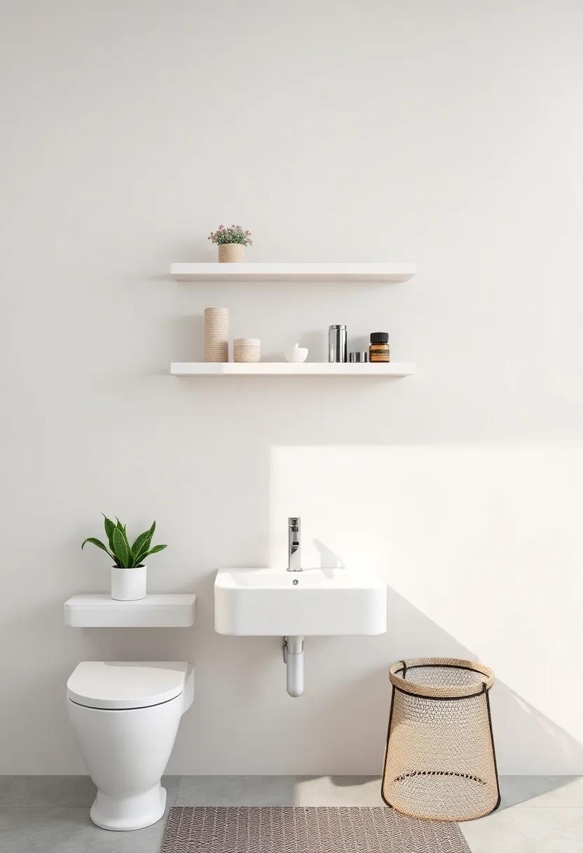 Floating Shelves: Utilize floating shelves to display decorative items or essential toiletries, providing both storage and a modern touch without taking up valuable floor space