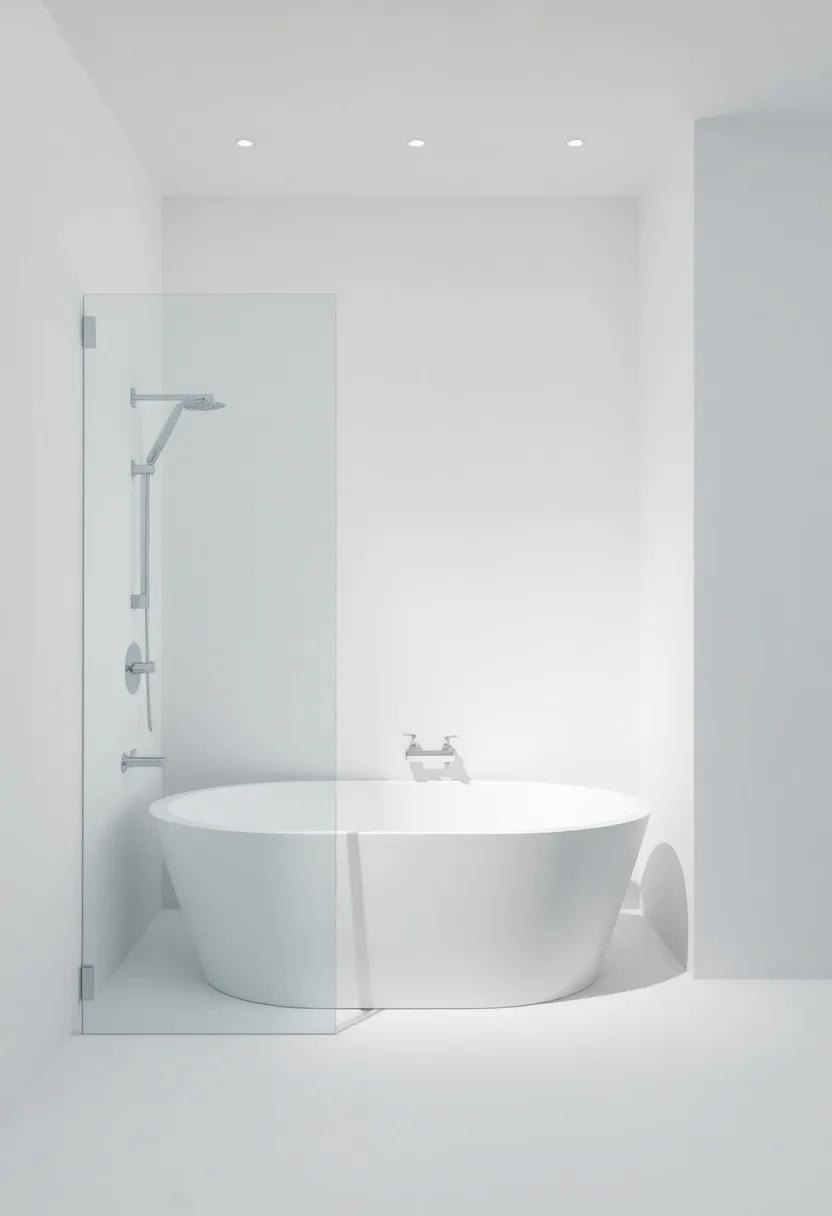 Add a touch of luxury with a bathtub-shower combo, featuring a clear glass divider that maintains a sense of airiness while delineating spaces