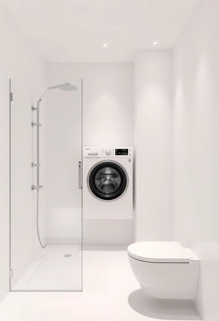 Incorporate a sleek, built-in washing machine into your design, merging functionality with aesthetics by making efficient use of space