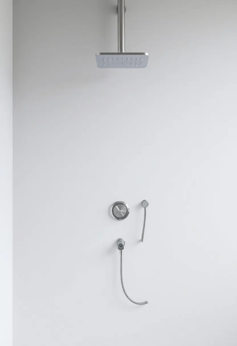 Showcase a sleek, wall-mounted shower controller, streamlining the look while functioning as an elegant design element