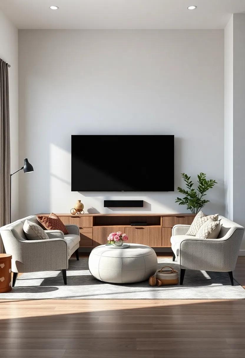 Armchair Cohesion: Arrange‌ your seating to create a cozy conversation nook that⁢ centers around your ⁣TV,keeping the area inviting yet uncluttered