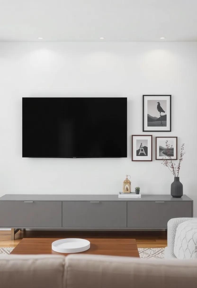 Artful Arrangements: Hang art pieces and photographs around‌ your TV in a balanced arrangement for a gallery-like experience that remains minimalist