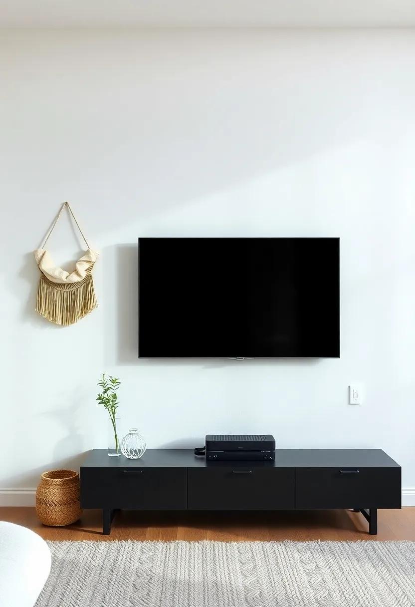 Canvas Textures: Soft canvas wall hangings next to the⁤ TV soften the space, making the environment feel cozy yet ⁤modern