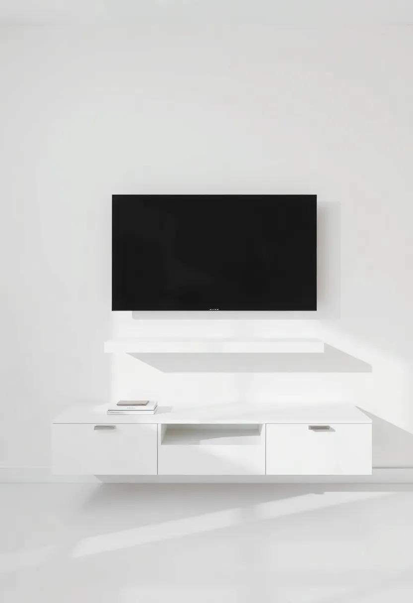 Embrace White Space: A pure white wall with a floating shelf to hold your TV creates⁢ an⁢ airy feel, allowing the ⁣rest of the ⁣room ‍to⁣ shine