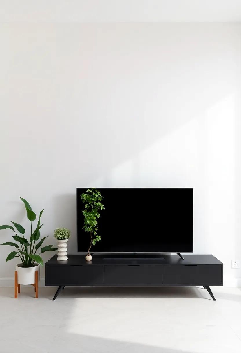 Minimalist Plant Display: ​A few strategically placed⁣ greenery near the⁢ television adds ⁣life to the design without cluttering the space
