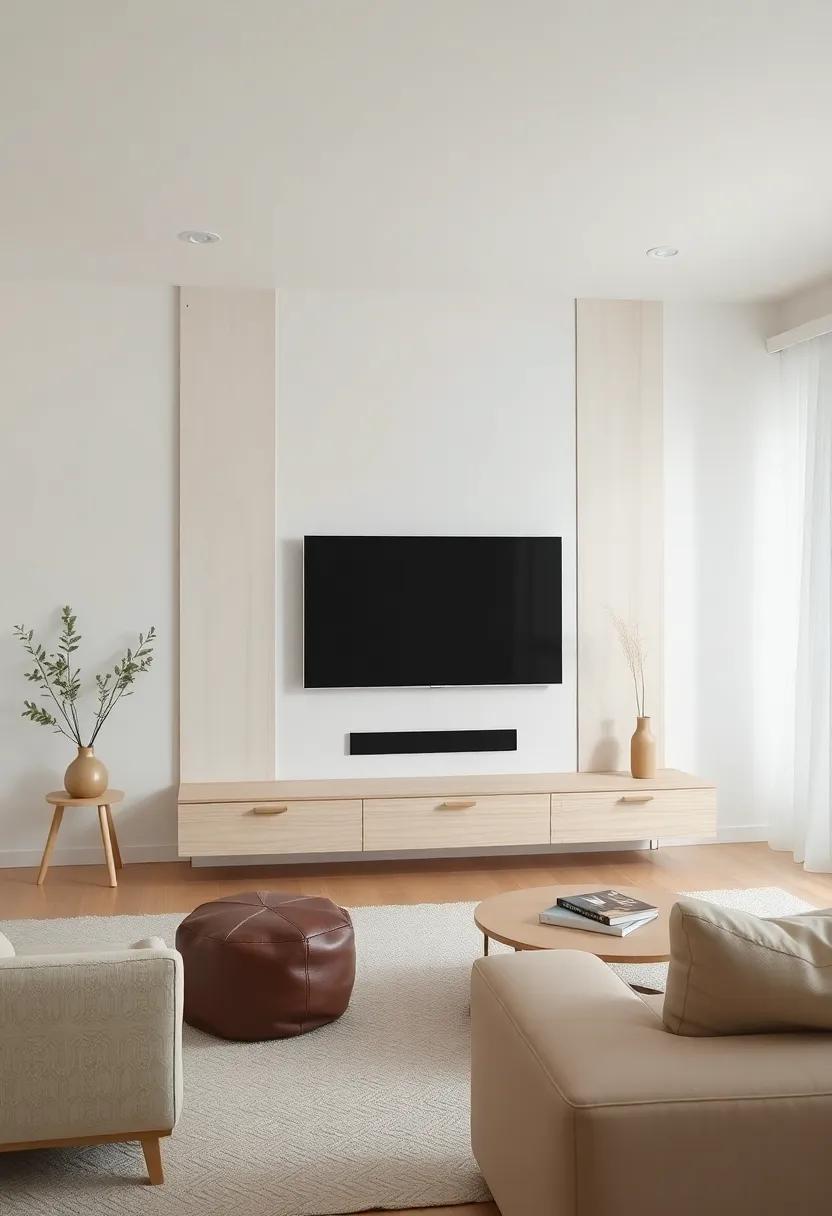 Scandinavian Simplicity: Light woods, neutral fabrics, and clean lines embody⁣ scandinavian‍ design while ⁣emphasizing the TV as part of the overall⁣ concept