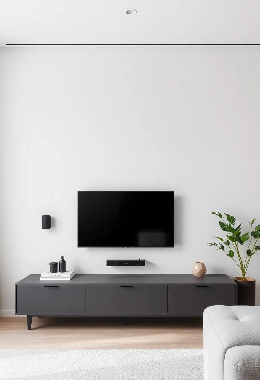 Smart Home Integration: A discreet design with smart ⁤home ​devices cleverly integrated around the TV ⁢makes technology feel seamless within the décor