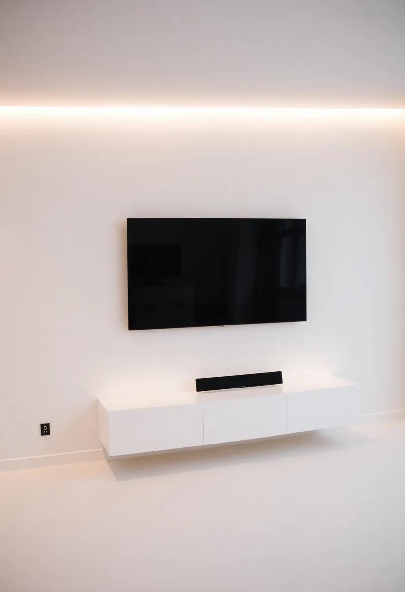 Soft Lighting: Strategically placed LED strips highlight the ⁢edges of the TV, creating a soft ambiance ⁣that enhances a minimalist space