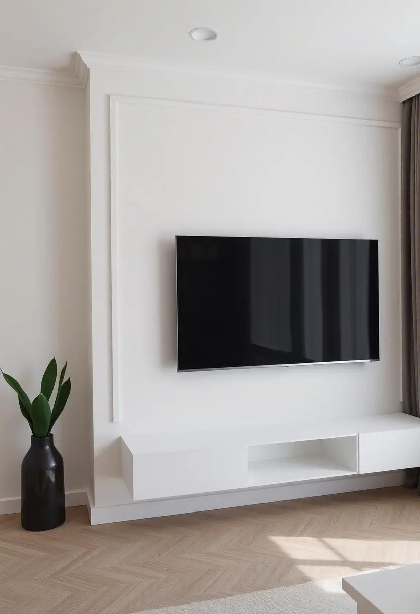 Subtle Wall Molding: Simple wall molding adds a touch of elegance ​around the TV area without detracting⁣ from its minimalist essence