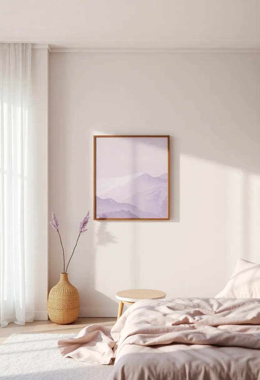 Artistic expressions: ⁢wall Art in Muted Lavender for a Calm Vibe
