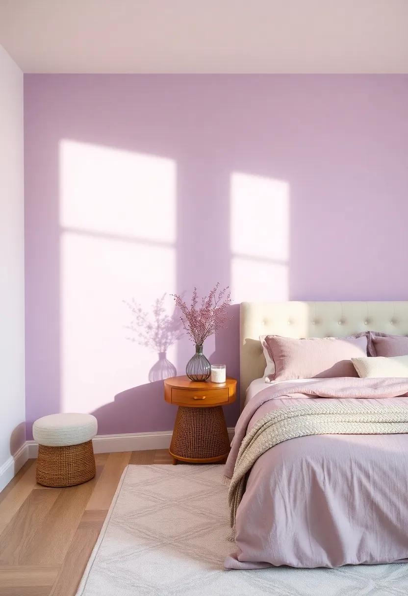 Accent Walls in⁣ Muted‍ Lavender: A Splash ​of Color for Serenity