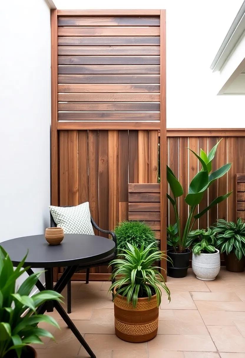 Decorative Wooden Panels: Frame your ⁤patio with decorative wooden panels that offer artistic flair⁣ while ensuring seclusion from neighbors