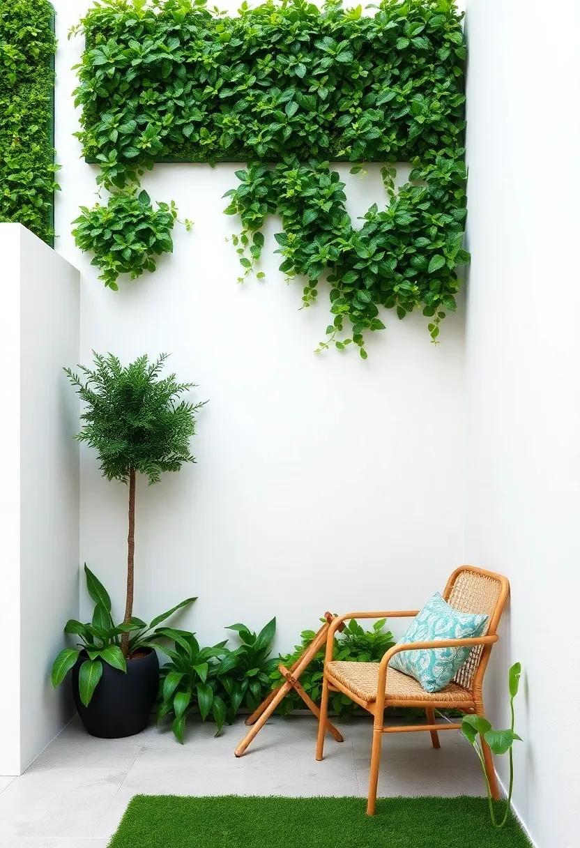faux Green walls: Use artificial green walls that require zero maintenance while​ adding depth and privacy to⁢ your outdoor space